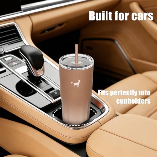 CHEERFUL GOAT Ceramic Travel Tumbler Ceramic Coffee Mug with 2 Lids Latte Ombre