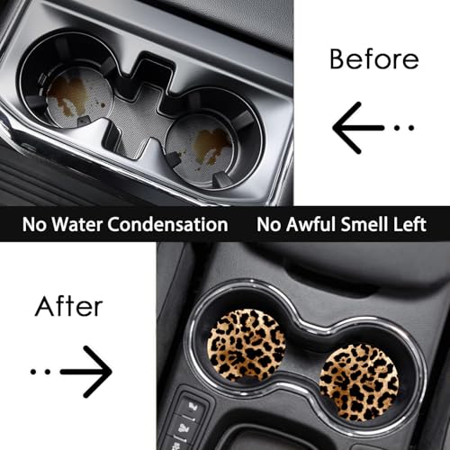 2 Pack Religion Car Coasters for Cup Holders,Neoprene Anti Slip Mat Leopard-JESUS 2PCS