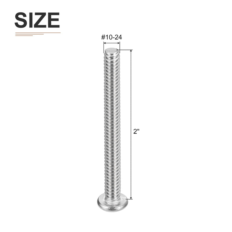 [Australia - AusPower] - #10-24x2 Pan Head Machine Screws, 25Pcs 304 Stainless Steel, Phillips Drive, UNC Full Thread, Bright Finish, Screws Bolts Kit #10-24x2" 25 