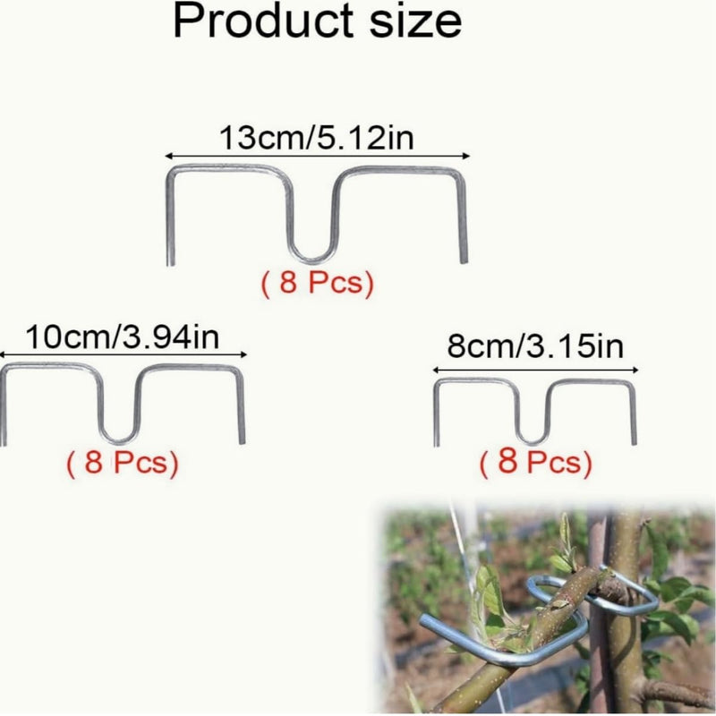 Pack of 24 Branch Supports for Fruit Trees, 13/10/8 cm Branch Spreader M for Fruit Trees, Metal, for Fruit Trees, Bonsai, Slanted Trees, Trees, Tomato Hooks, Robust Tomato Hooks, Branch