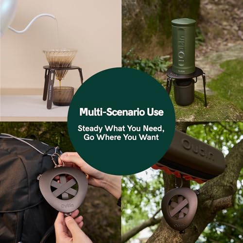 OutIn Ultra-Portable Foldable Coffee Pod Stand with Carabiner, compact and lightweight for easy carrying and organization.