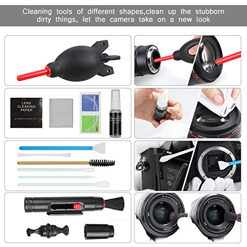 17-in-1 Camera Cleaning Kit for DSLR Cameras (Canon, Nikon,Sony), with Air Blower/Cleaning Pen/Detergent/Cleaning Cloth/Lens Brush/Carry Case 17-in-1