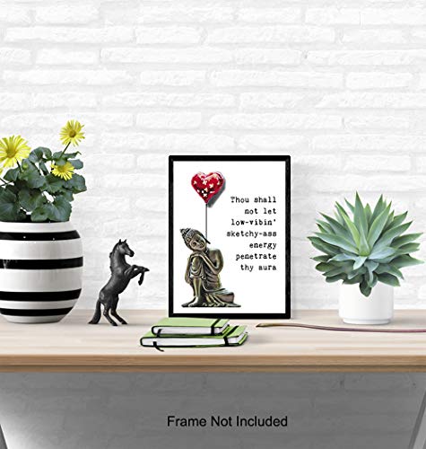 Buddha Statue Wall Art - Zen Decor - Spa Room Decor - Spiritual Gifts for Women - Namaste Wall Decoration - Positive Quotes Print - Encouragement Gifts for Women - Meditation Gift - Buddhist Picture 8"L x 10"W