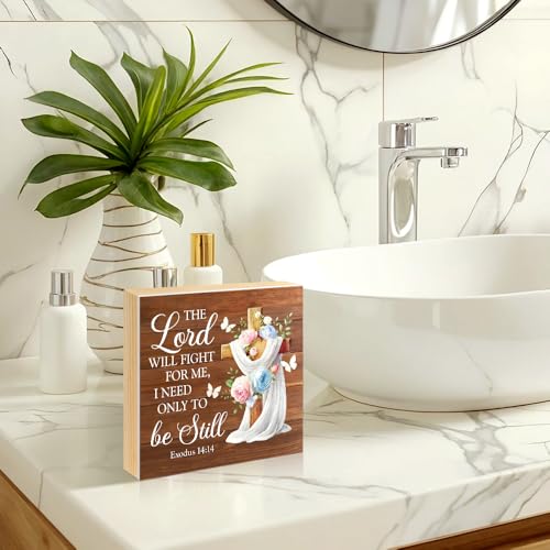 The Lord Will Fight for You Need Only To Be Still Wood Box Sign brown008