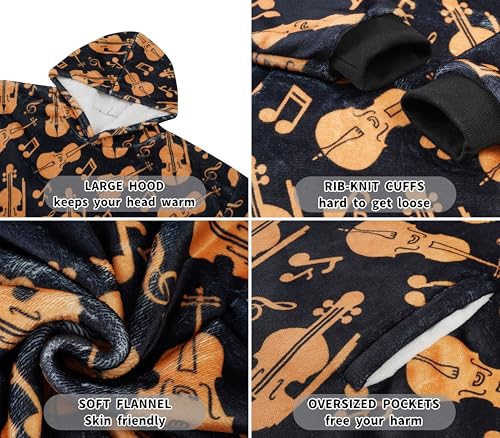 Huglanket Cello Gifts for Cello Player, Blanket Hoodie for Cellists, Men, Women on Birthday, Christmas