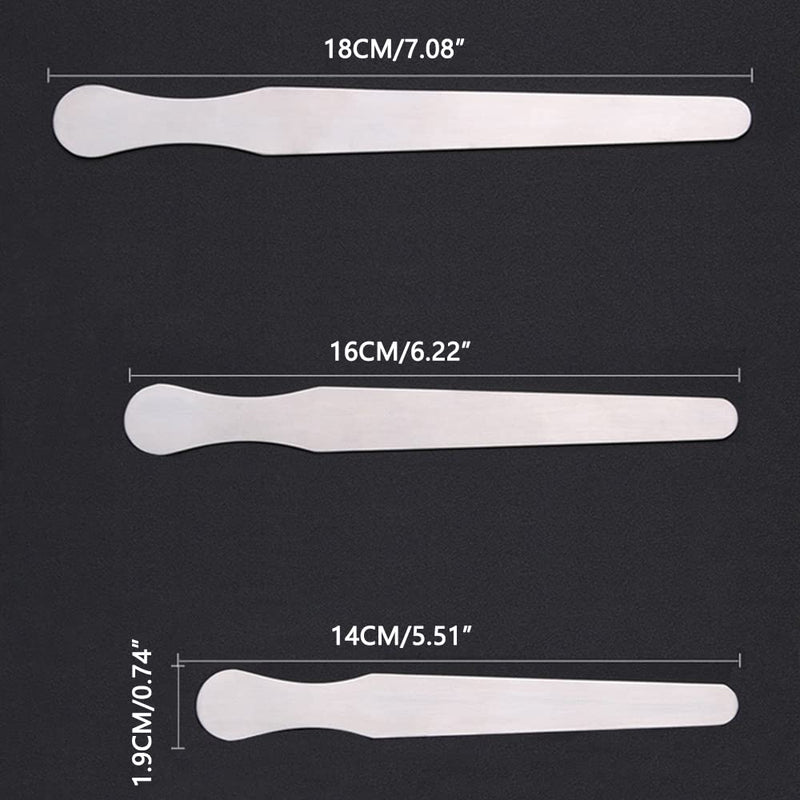 3 Pieces Stainless Steel Tongue Depressors for Arts Crafts Beauty Salon Dental Examination (14cm+16cm+18cm)