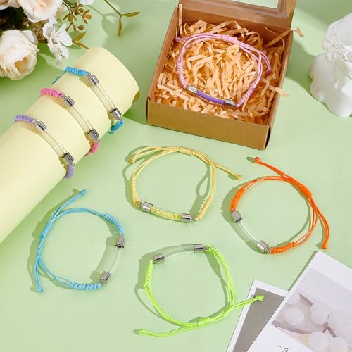 PH PandaHall 8 Colors Glass Vial Pendant Bracelet Adjustable Waxed Thread