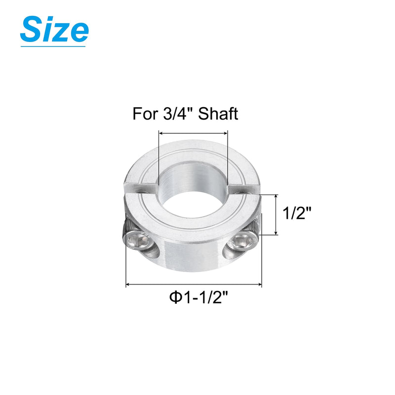 [Australia - AusPower] - uxcell 2Pcs Double Split Clamp-On Shaft Collar for 3/4" Shaft, Two-Piece Clamping Collar 1-1/2" OD, 1/2" Thickness, Aluminum Alloy Set Screw Split Collar Clamp 