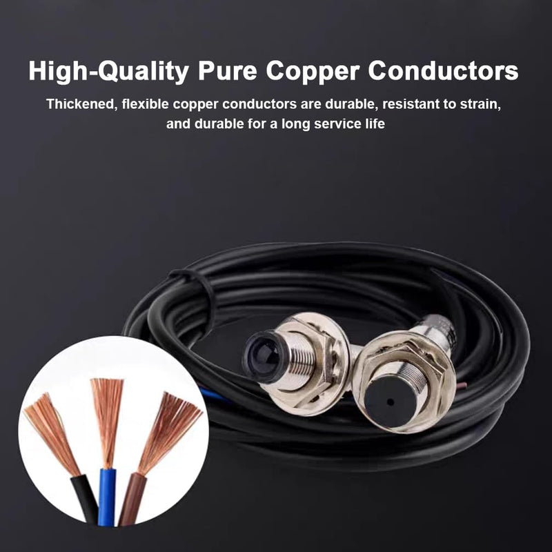 [Australia - AusPower] - 1 Pair photoelectric Switch 0-20M Laser Sensor Switch Through-Beam Reflection Optical Photoelectric Sensors 6-36V Proximity Switch E3F-20M-NO-12MM Regular Industry 