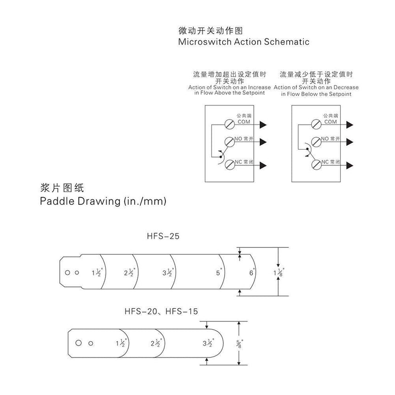 [Australia - AusPower] - HFS-25 Water Switch Paddle Control SPDT Contacts Partial Stainless Steel Type 1" Connector 1.0MPa 6-380V 