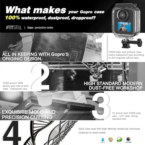 FiTSTILL Waterproof Housing for Go Pro MAX 2