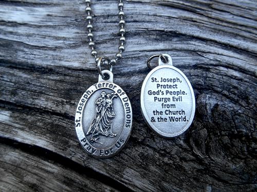 Saint Joseph Necklace, 30" Stainless Steel Ball Chain