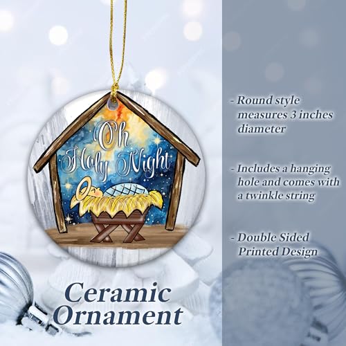 Oh Holy Night Nativity Christmas Ornament, Religious Nativity Scene Ornament Designs, Family Christmas Decor Gift