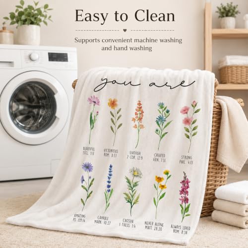 Christian Gifts for Women Colourful Blanket Floral Bible Flannel Blanket