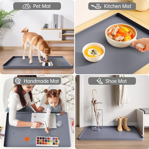 FLATO Waterproof Under Sink Mat, 34" x 22", Beige 22"W x 34"L