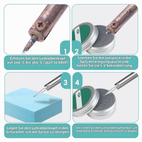 Soldering Tip Cleaner 30 g, Soldering Tip Reactivator for Oxidized Soldering Tips | Soldering Accessories for Effective Cleaning and Restoration, Increases Solderability, For Soldering Irons and Soldering Tools