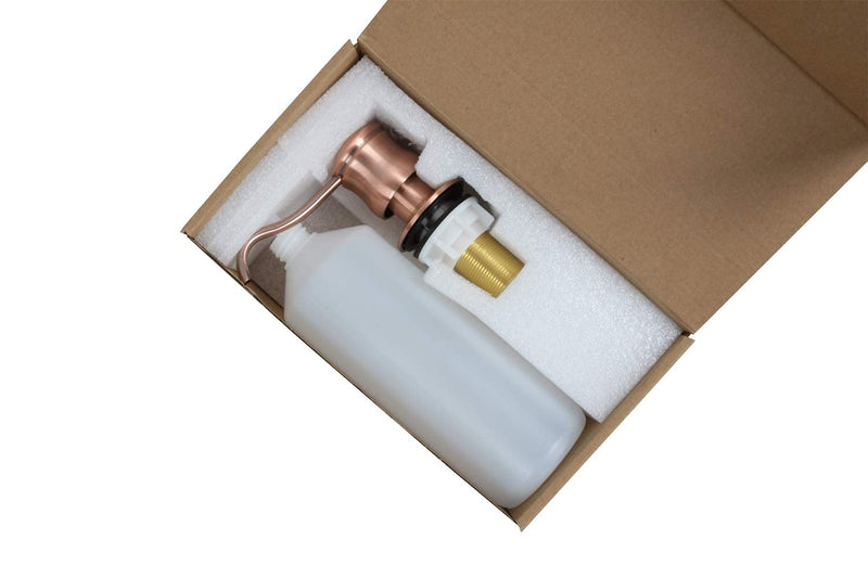 Akicon Soap Dispenser for Kitchen Sink, Brass Body Refill from Top, Built in Design with Large Liquid Soap 17 OZ Bottle, Kitchen Countertop Soap Dispenser Copper