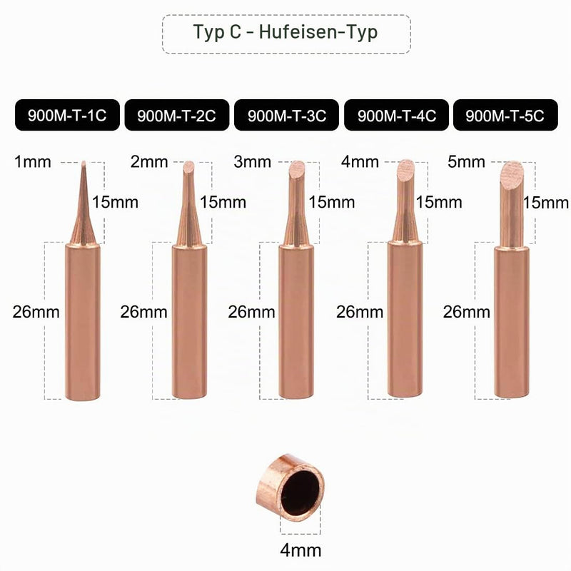 15 Pieces Pure Copper Soldering Tips Set 900M Soldering Tip Replacement | Lead-free soldering station tool compatible with Hakko, TENMA, ATTEN, Quick, Aoyue, Yihua soldering iron