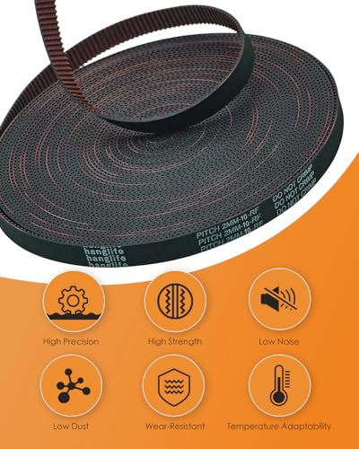 HANGLIFE GT2 Timing Belt with Copper Buckle - 3D Printer Open Synchronous Belt (2mm Pitch) 3D Printer Accessories - 10mm x 10M (32.8ft)