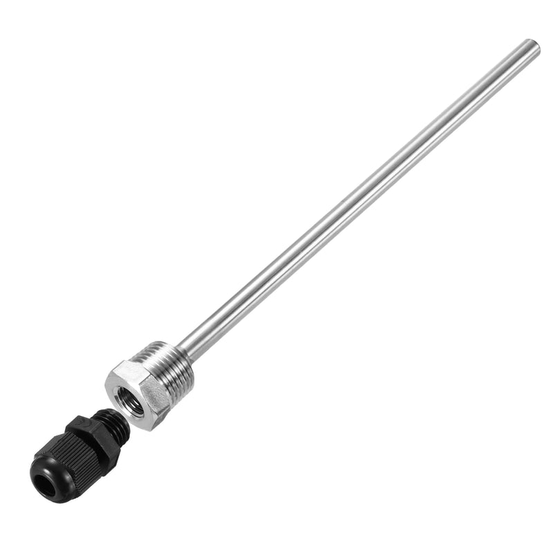 [Australia - AusPower] - uxcell 2 Pcs 8mm Dia G1/2 Thermowell Weldless Stainless Steel 304 with Cable Gland 200mm Length for Beer Fermenter,Black Black 