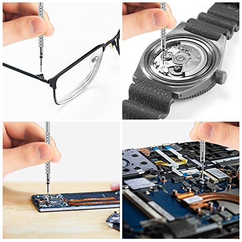 Singcci 10-piece watch screwdriver set with slotted and Phillips drivers, extra blades, for watches, jewelry and eyeglasses
