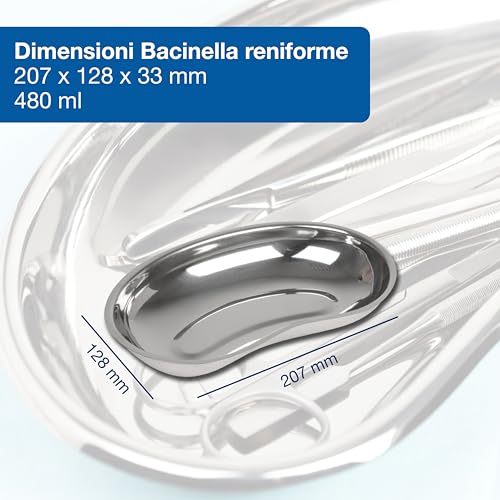 GIMA 26610 Stainless Steel Kidney Dish, 207 mm x 128 mm x 33 mm, capacity 480 ml 207 x 128 x 33 mm