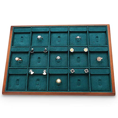 Best Balmy Wood 15 Grids Jewelry Tray with Removable Inserts Jewelry Pads Ring/Earring,/Stud/Brooch/Pins Display Organizer Tray (Ivory) Ivory