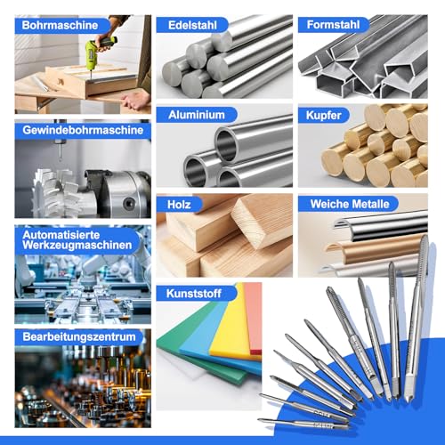 10 pieces M1 to M3.5 mini tap set, M2 thread cutter made of high-speed steel, standard tap set for machining nuts on machine tools