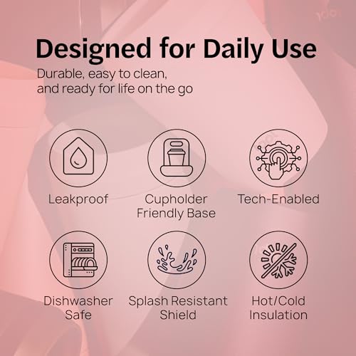 TOPL To Go Coffee Cup – Insulated Travel Coffee Mug with 360° Leak‑Safe Lid, Stainless Steel Coffee Tumbler for Hot/Cold, Spill‑Resistant, BPA‑Free - Rose, 20 oz