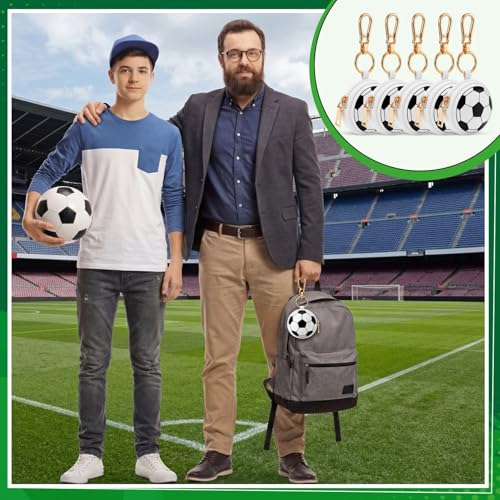 Weysat 6 Pack Soccer Jewelry Holder Keychain - Portable Ring Keeper Case, Small Travel Ring Box with Zipper, Earring Stud Necklace Storage Case for Men Women