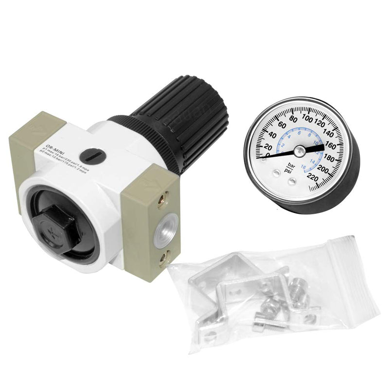 [Australia - AusPower] - Beduan 1/4"NPT Air Pressure Regulator for Compressed Air System with Gauge,Bracket OR-02 1/4"NPT(Psi dial) 