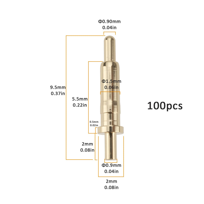 [Australia - AusPower] - Be In Your Mind 100pcs 9.5mm Power Test Tips Pogo Pins Connectors 24V DC 1.5A for Mobile Phone Communication Automotive 