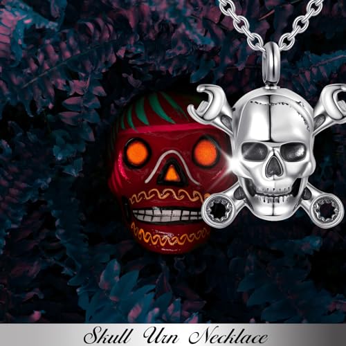 Wrench Urn Necklace for Ashes Skull Stainless Steel Cremation Jewelry Keepsake Gift Skull tool