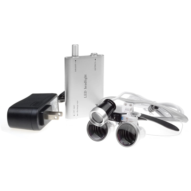 [Australia - AusPower] - Dental Medical Binocular Loupes 3.5X 420mm Optical Glass Loupe + LED Head Light 