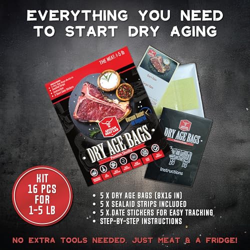 Dry Age Bag for Beef Steak. Easily Create Delicious DIY Aged Meat. Breathable Membrane Kit, Lab Tested Safe & Effective 5pcs. 8x12 in (20x30 cm), 1-4 lb 0.5-2 kg - Artisan Meat LAB