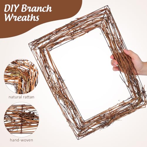 Hemoton Grapevine Wreath Base Natural Vine Branch Rattan Twig Wreath Form for DIY Crafts Door Wall Window Seasonal Holiday Wedding Party Decor 17.32 X 13.58 X 0.78 in