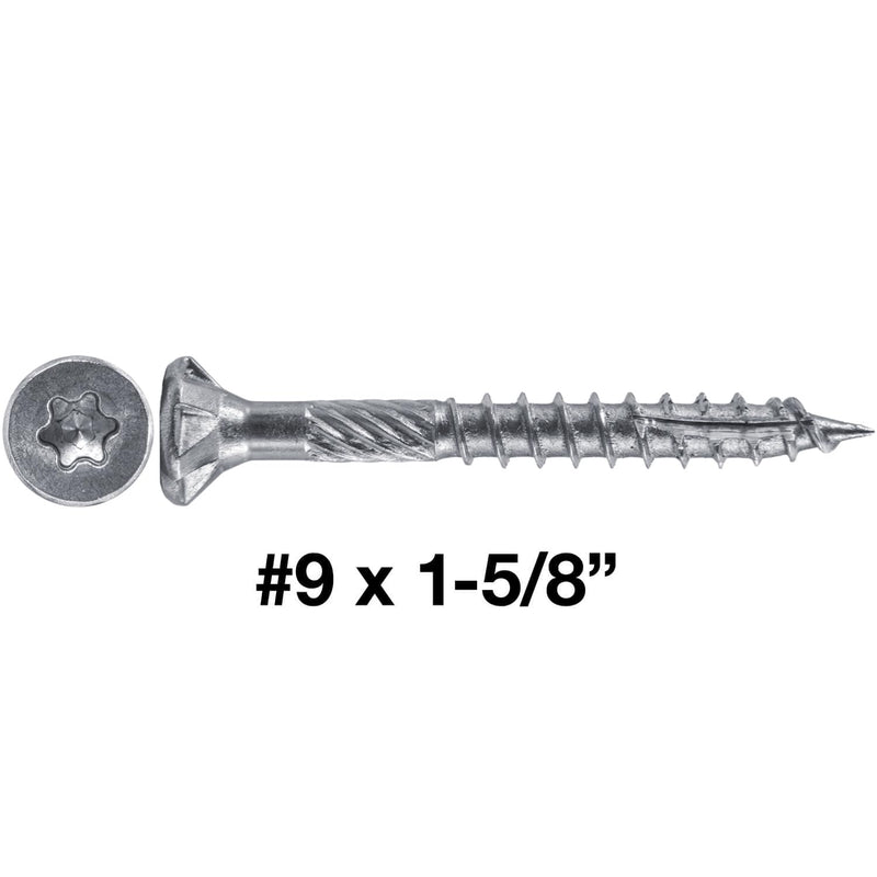 Jake Sales #9 x 1-5/8" Silver Star Stainless Steel Wood Screw Torx/Star Drive Head - Grade 300 Series Stainless Steel Torx/Star Drive Wood Screws - (1 Pound - 164 Approx. Screw Count) #9 x 1-5/8" 1 POUND - 164 Approx. Screws