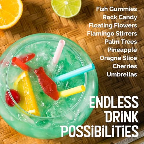 Final Touch Extra Large Fishbowl Cocktail Glass with 44 oz capacity, clear glassware for drinks and cocktails.