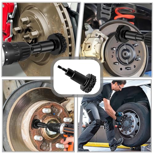Wheel Bolt and Hub Grinder with 5 Spacers, Wheel Hub Cleaning Tool, Quick Rust Removal for Wheel Bolts and Rotors. Suitable for Drills or 1/2 Inch Impact Bolt