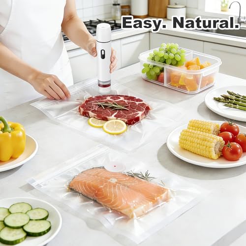 Portable Vacuum Sealer Rechargeable & Cordless Design Handheld Vacuum Sealer with Visible Water Tank,15 Reusable Vacuum Bags for Dry & Moist Food Preservation & Preservation Cooking