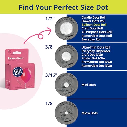 Glue Dots clear double-sided balloon adhesive dots, 1/2-inch, 300-count pack for DIY balloon arches