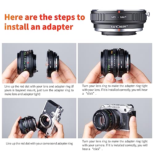 K&F Concept Lens Mount Adapter Compatible with Minolta MD Mount Lens to Micro 4/3 Mount Camera