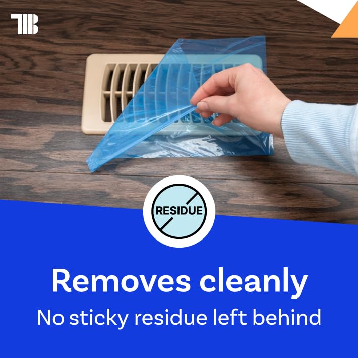 TapeManBlue Vent Cover Film, 12 inch x 200 feet, Perforated for Easy Use, Made in USA, Blue Self Adhesive Protective Film for HVAC Vents and Floor Registers with Clean Removal