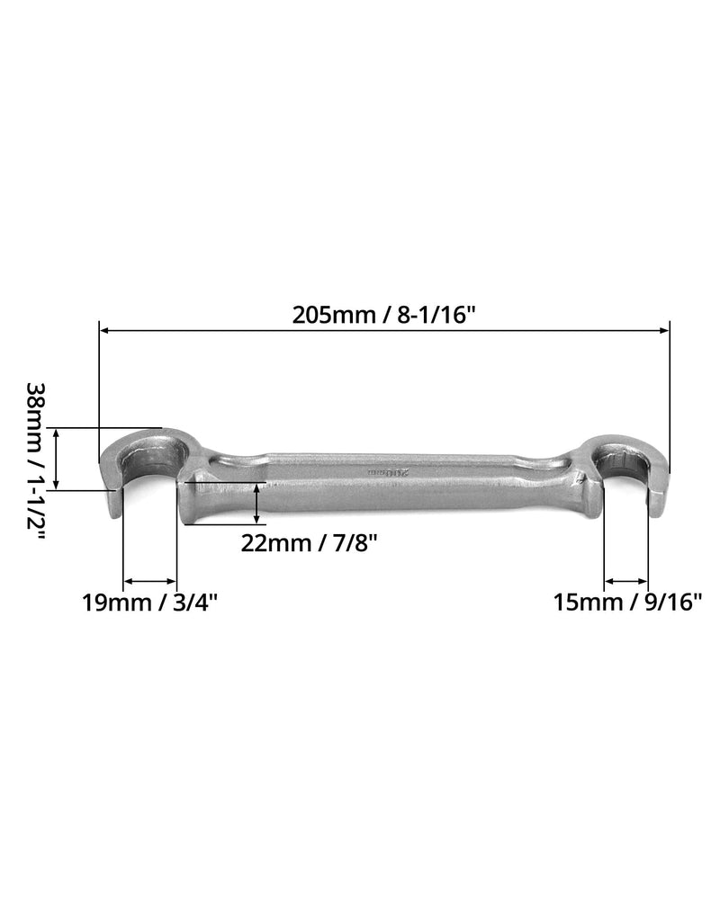 QWORK Double-Ended Valve Wheel Wrench - 11/16" and 1'', Protect Valve Wheels from Damage, Steel