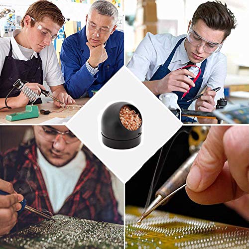 Soldering Tip Cleaner, Soldering Iron Tip Cleaner, Brass Tip Cleaner Kit, 1 x Soldering Iron Holder with Spiral Wool, 3 Pieces Soldering Sponge Metal, Dry Sponge Made of Metal Wool for Cleaning Soldering Iron, Tips