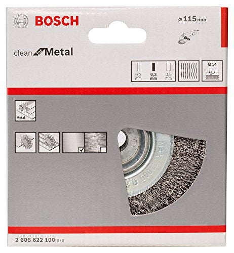 Bosch 1 x PRO Steel Longlife Disc Brush, Wavy Wire for Small Angle Grinders and M14 Thread (for Steel, Diameter 115 mm, Professional Accessories Small Angle Grinder) (Pack of 2) Ø 115 mm (Packung mit 2)