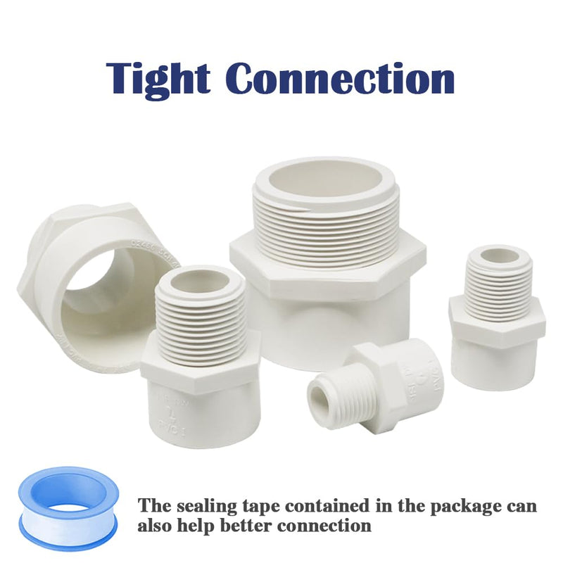 [Australia - AusPower] - 2PCS 1-1/2 Inch Male Thread White PVC Fittings 2-Way PVC Pipe Coupling Adapter Connectors with 1.5" Male Thread Schedule 40 HE054-1-1/2 1-1/2inch 2pcs 