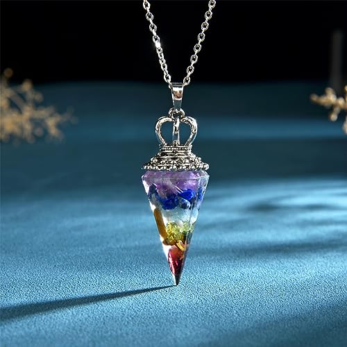 Crystal Necklace for Women 7 Chakra Stone Protection Balance Healing Necklaces Hexagonal Pointed Reiki Spiritual Energy Pendant Necklace Quartz Jewelry Gift