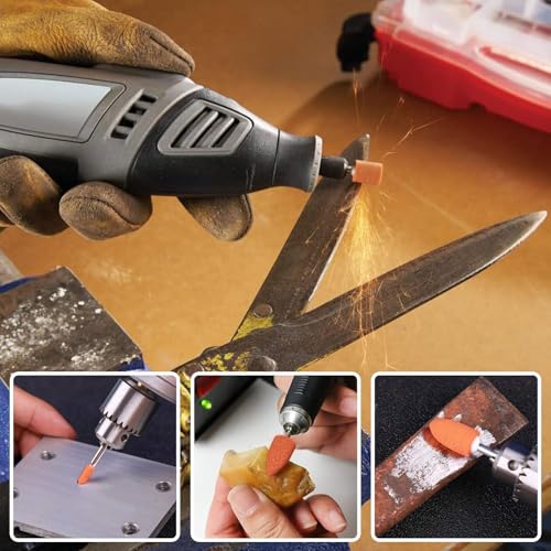 48 Pieces Corundum Sanding Tip Set, Sanding Attachments for Dremel, 1/8 Inch Shank for Grinding, Polishing, Deburring, for Use on Gemstones, Glass, Metal and Wood