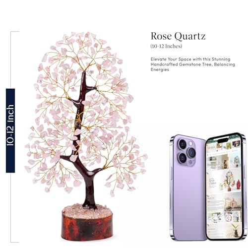 YATSKIA Rose Quartz Crystals Tree, Crystal Gifts For Women, Crystals And Gemstones, Decorative Home Accessories, Gemstone Tree Room Decor, Crystal Tree Ornaments For Living Room, Thank You Gift Rose Quartz Tree